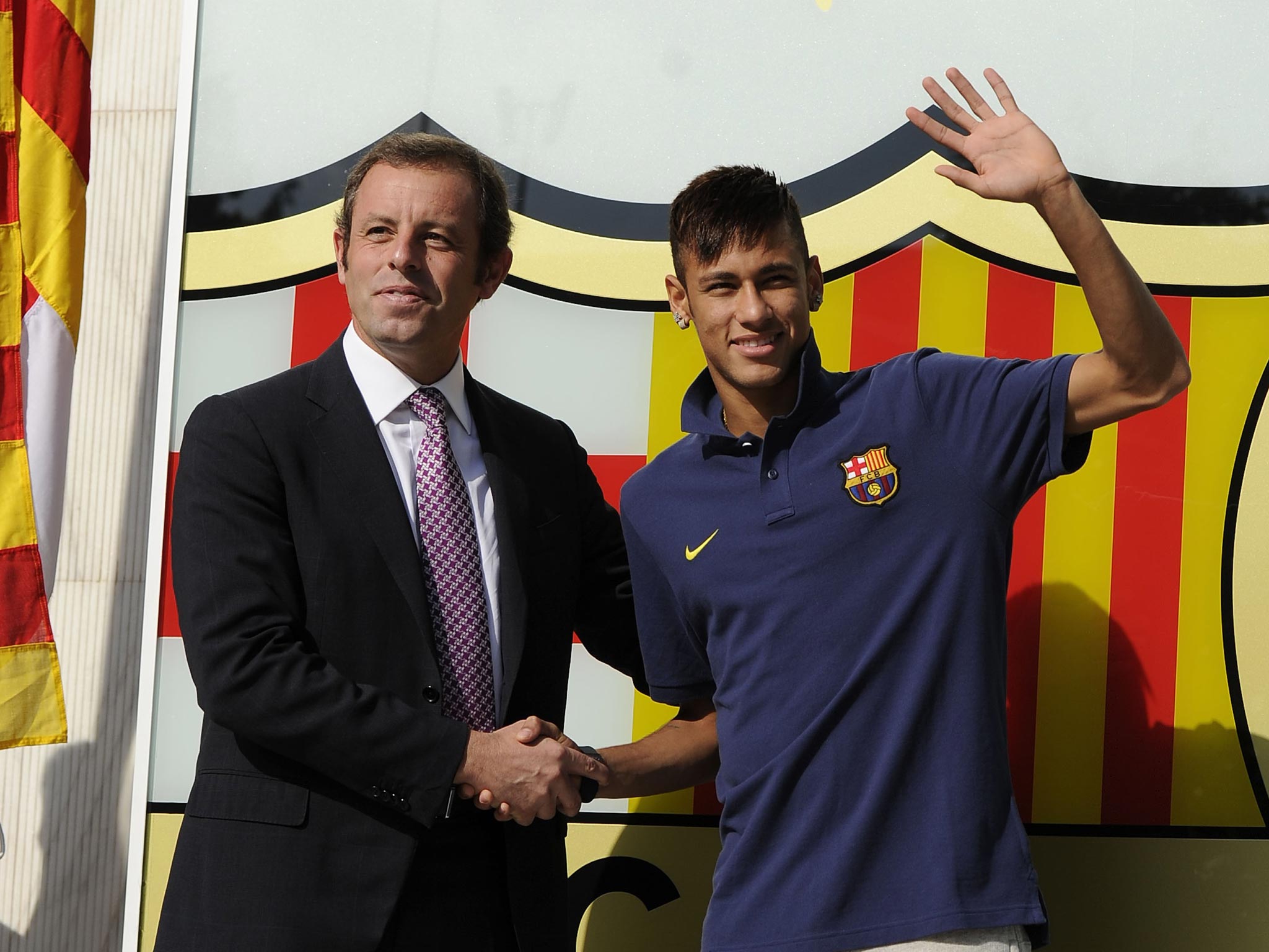 Neymar and former Barcelona president Sandro Rosell