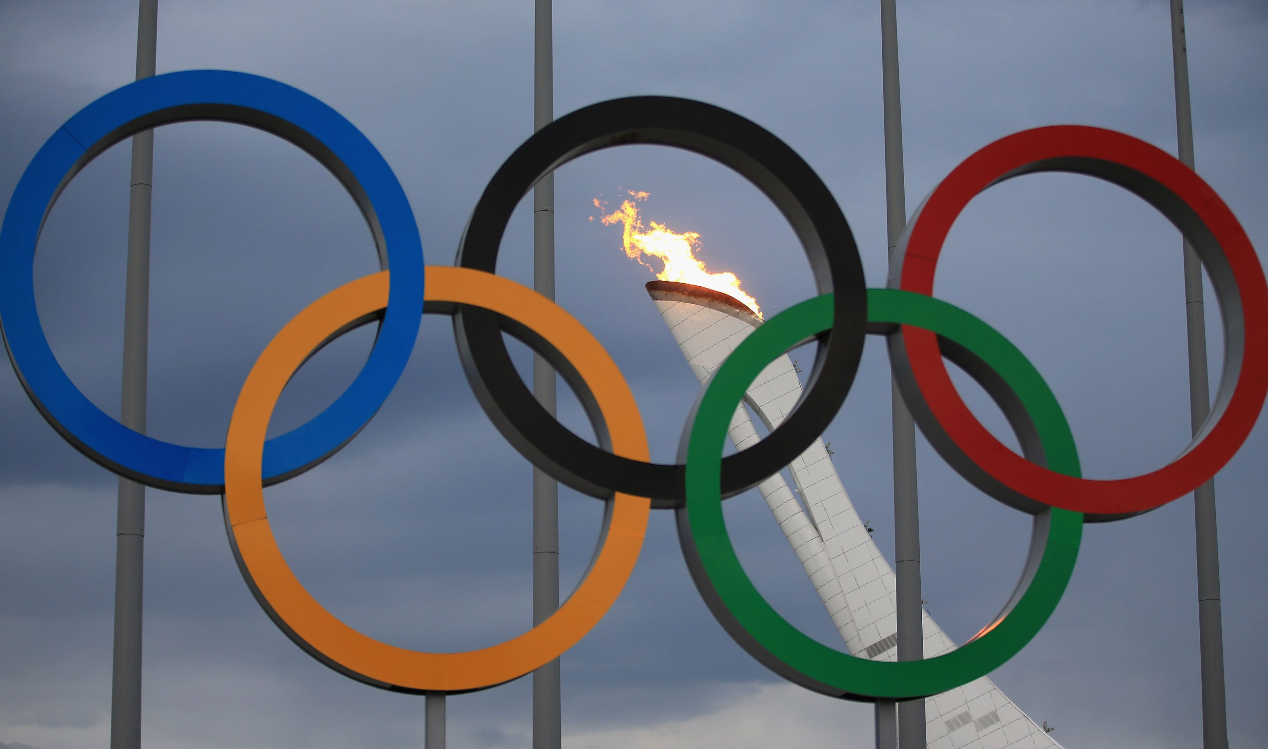 A picture of the Olympic rings in Sochi