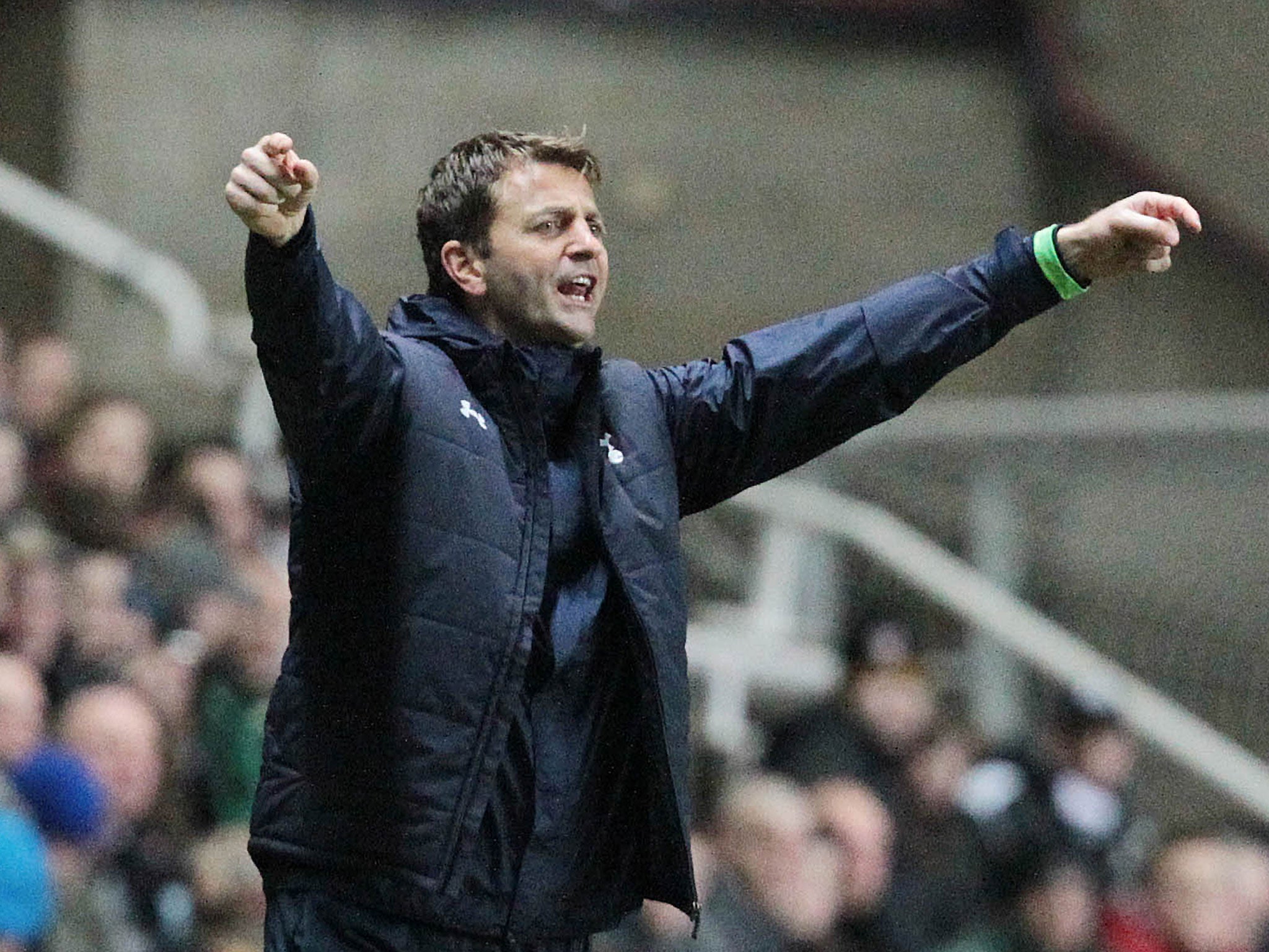 Tottenham manager Tim Sherwood remonstrates from the touchline