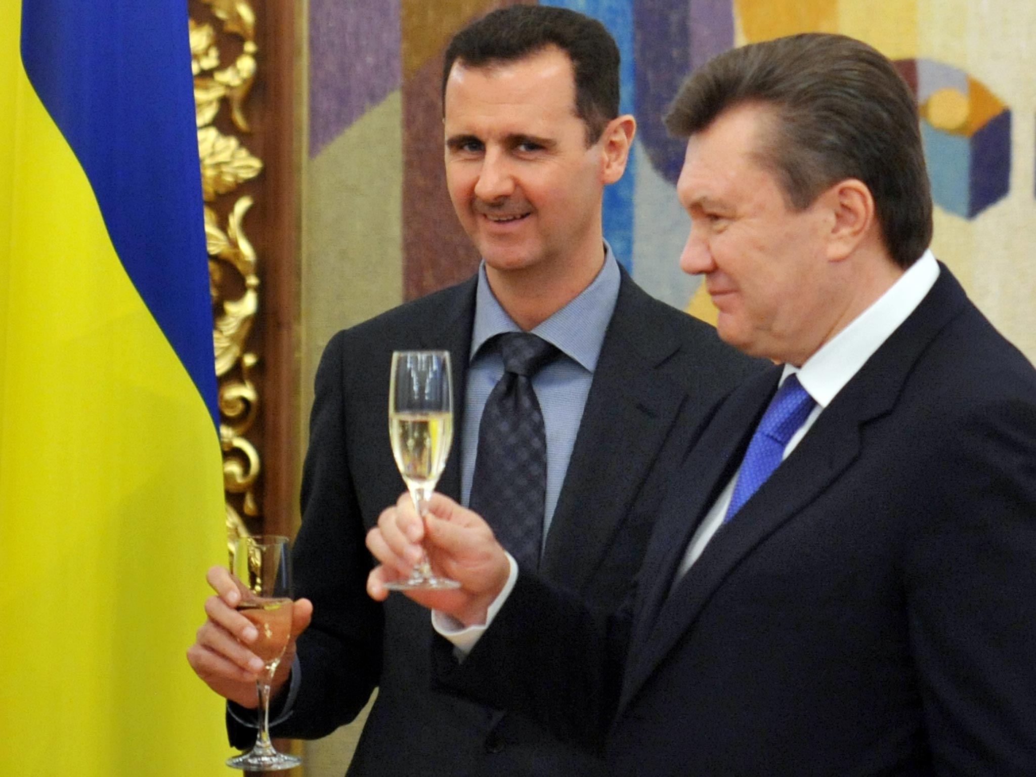 Bashar al-Assad with Viktor Yanukovych after signing a free trade
agreement in Kiev in December 2010