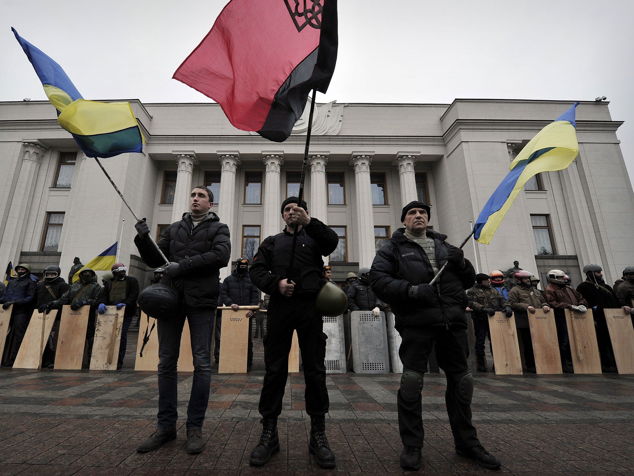Yanukovych flees the country after protest leaders and politicians agree to form a new government and hold elections. The imprisoned former Prime Minister, Yulia Tymoshenko, is freed from prison and protesters take control of Presidential administration buildings, including Mr Yanukovych's residence.