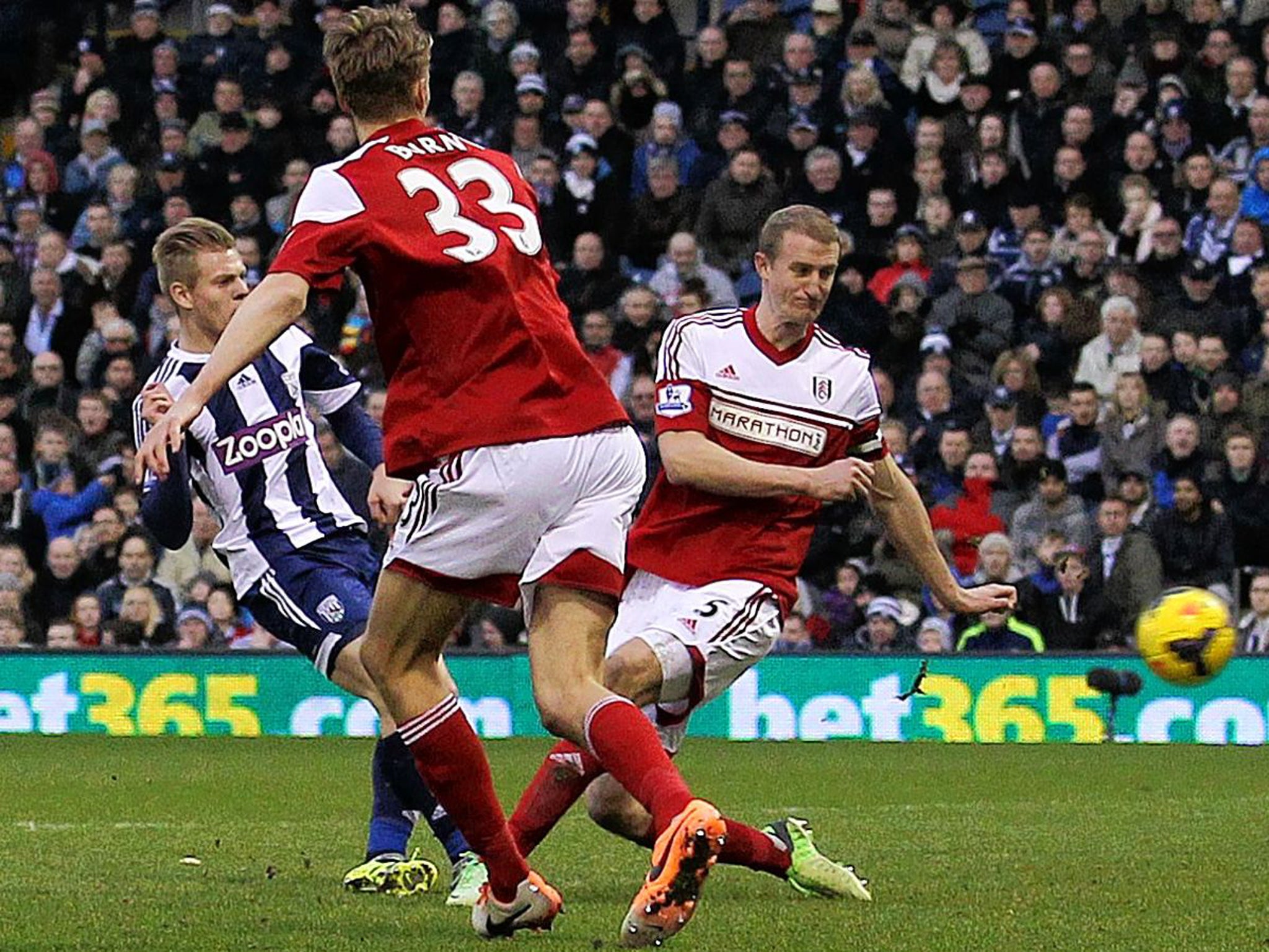A point made: Matej Vydra delivers the shot that Maarten Stekelenburg let under his arm for West Bromwich’s late equaliser
