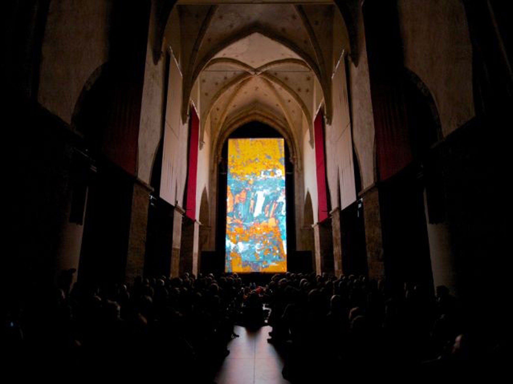 High drama: Audiences enjoyed vertical cinema in the Arminius Church, during the Rotterdam International Film Festival last month