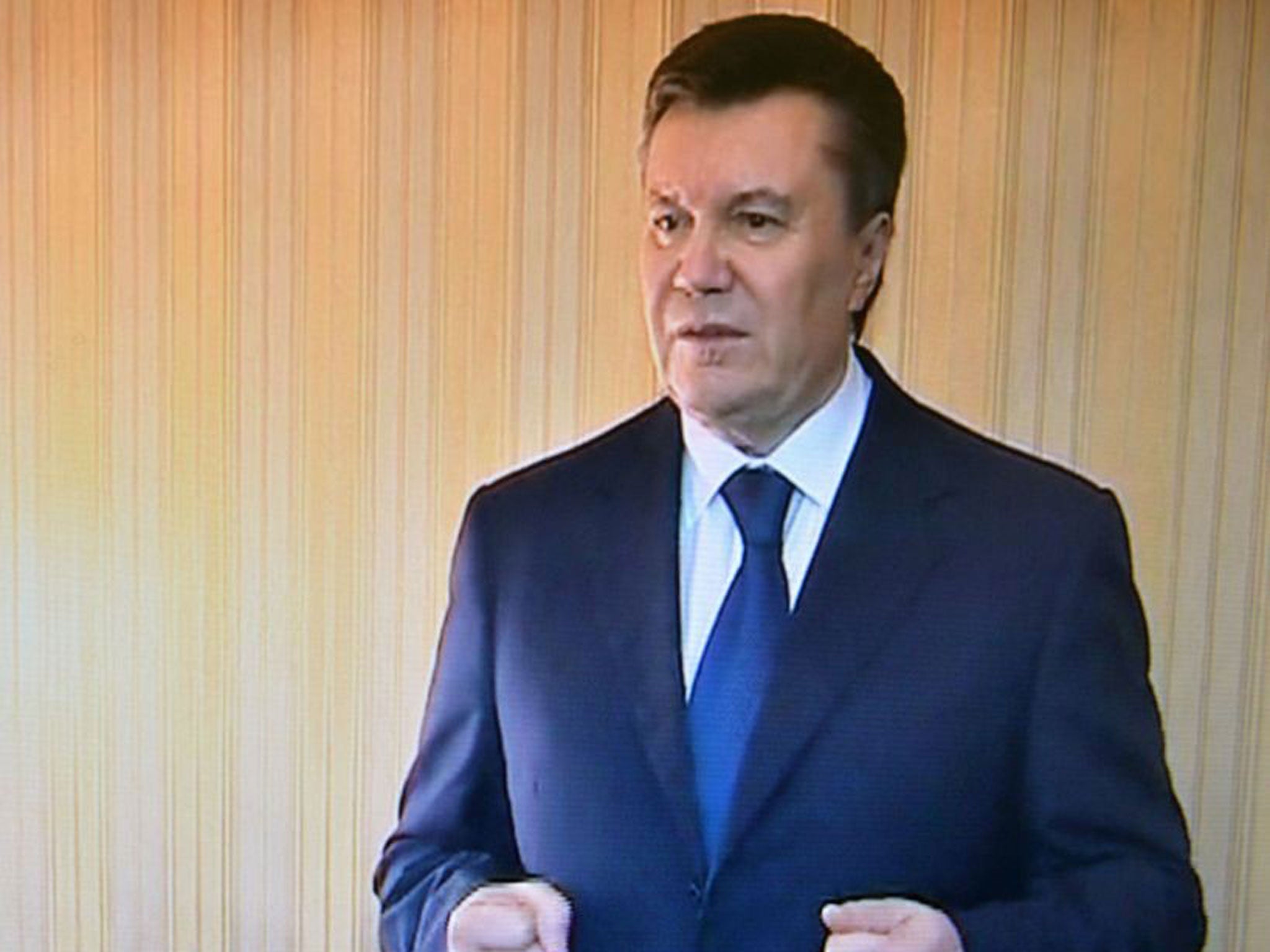 Yanukovych speaking on TV earlier today