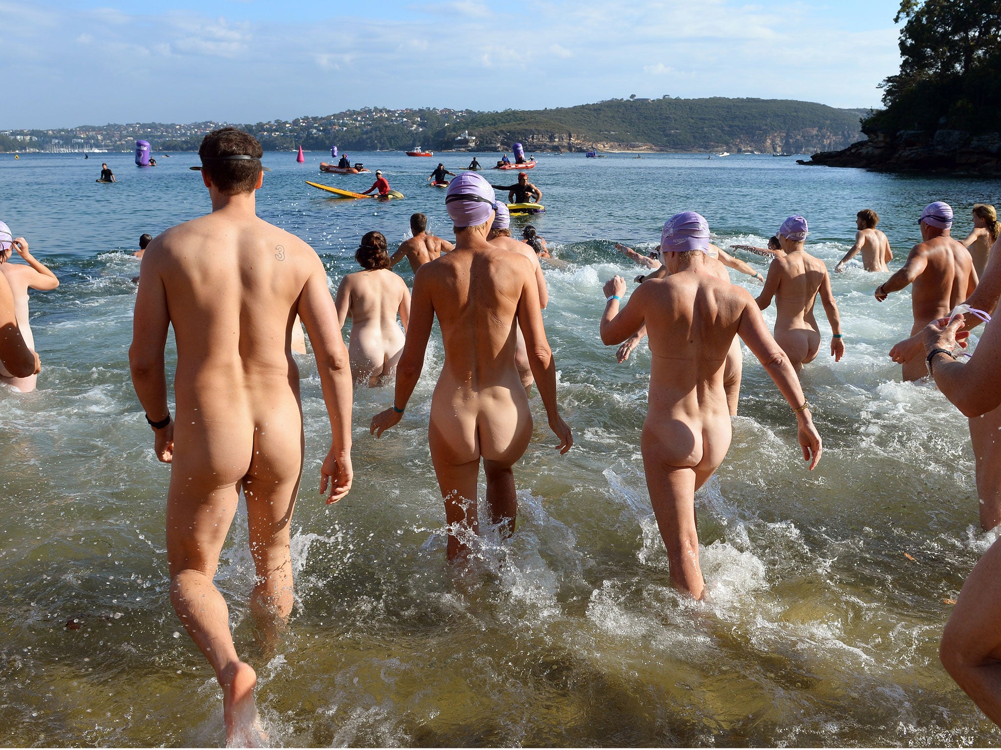 Participants wear only their birthday suits for the second annual Sydney Skinny
