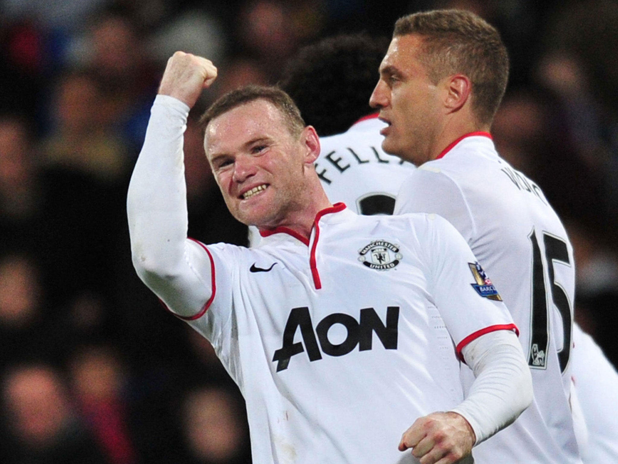 Wayne Rooney celebrates his goal against Crystal Palace on Saturday