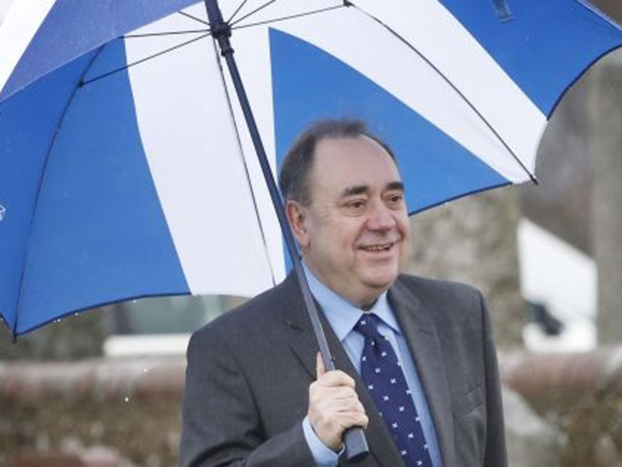 First Minister Alex Salmond arrives at a meeting of the Scottish Cabinet at Portlethen Parish Church near Aberdeen.