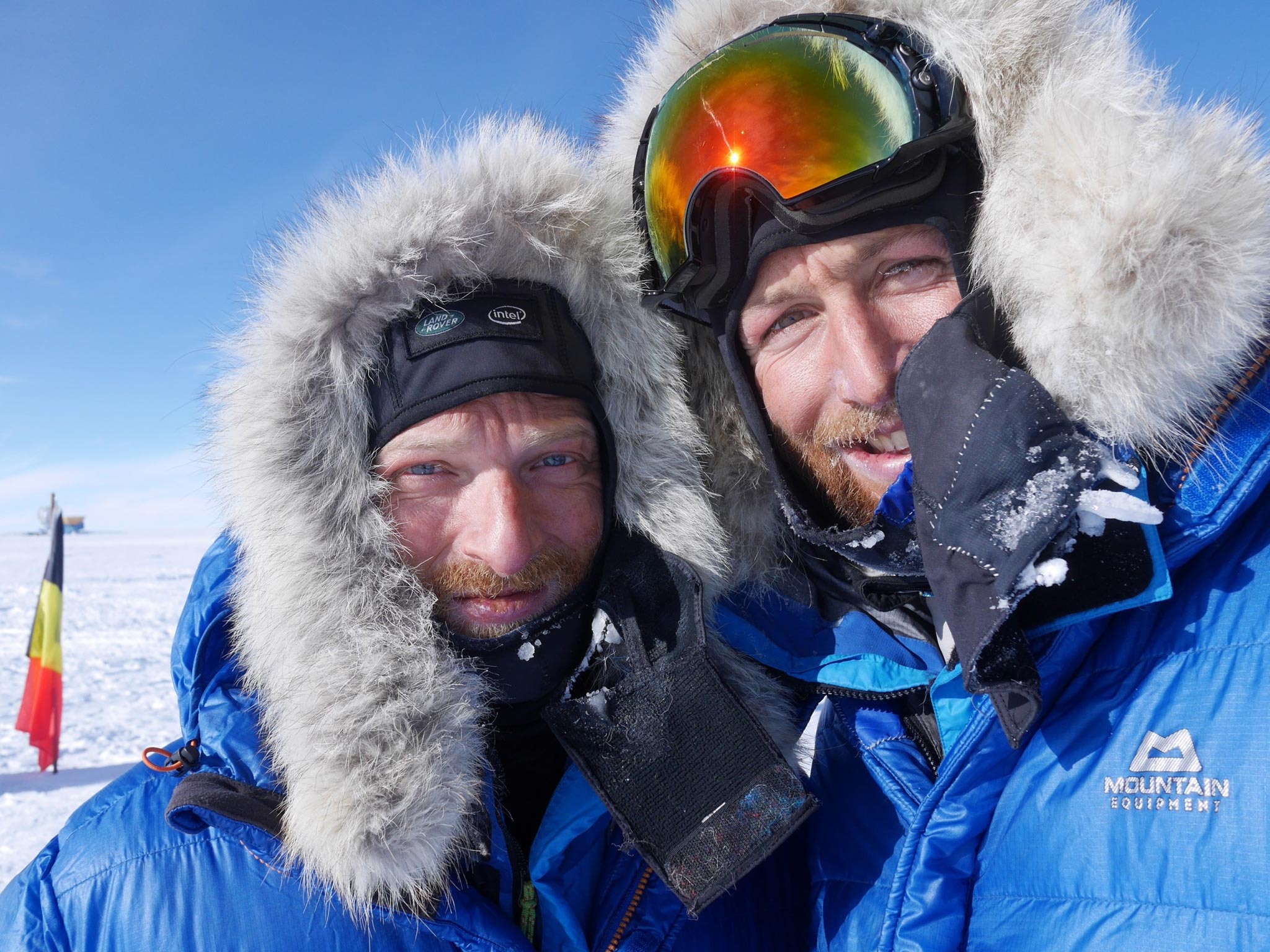 Explorers Ben Saunders (left) and Tarka L’Herpiniere journeyed 1,800 miles across the landscape of Antarctica: ‘Being back here is very, very odd’