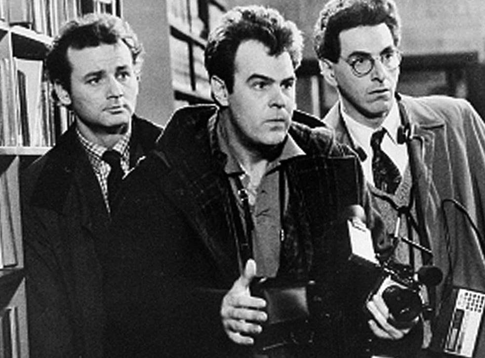 Bill Murray, Dan Aykroyd, center, and Harold Ramis, right, appear in a scene from the 1984's "Ghostbusters"