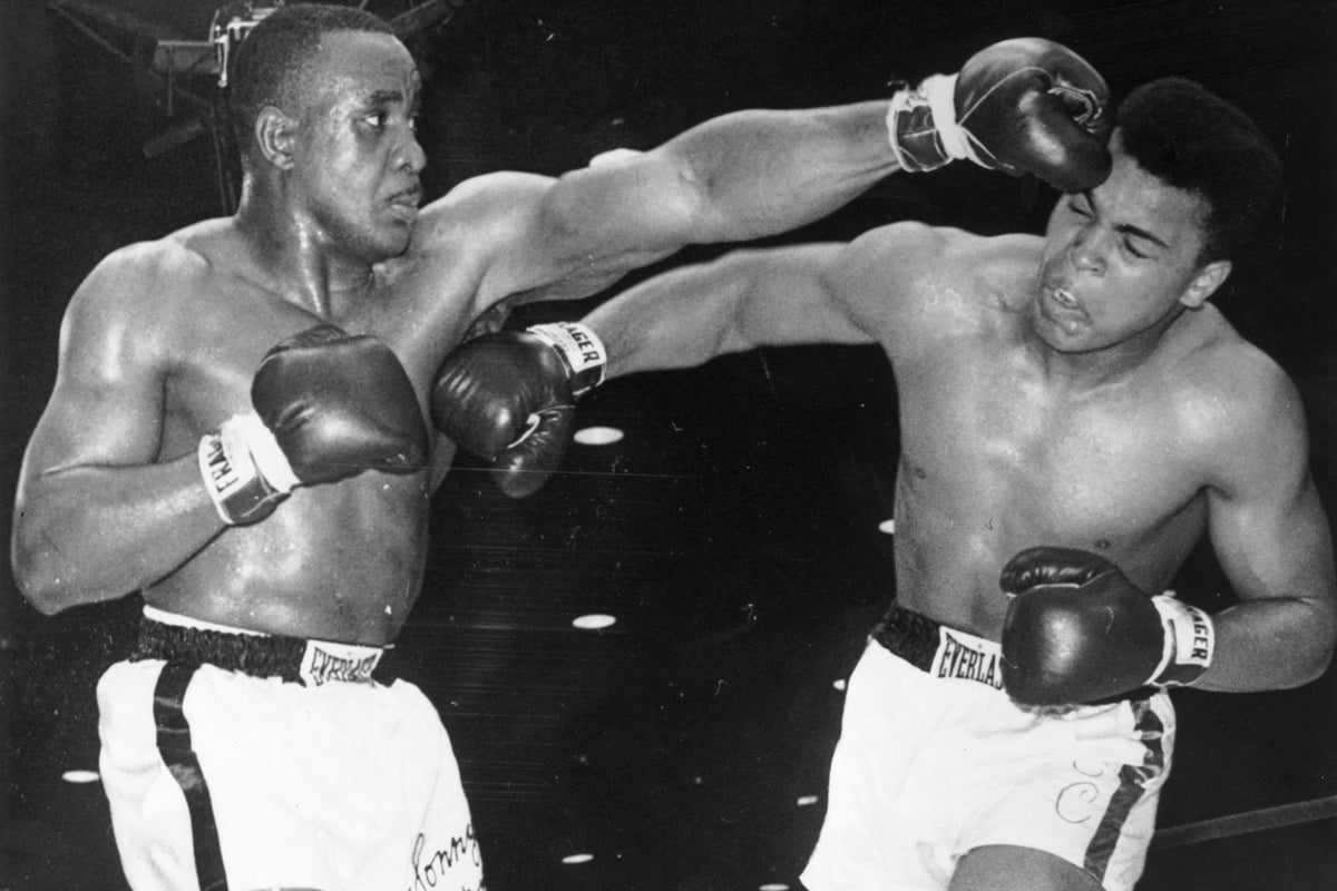 February 25, 1964, Muhammad Ali knocks out Sonny Liston to win first world title