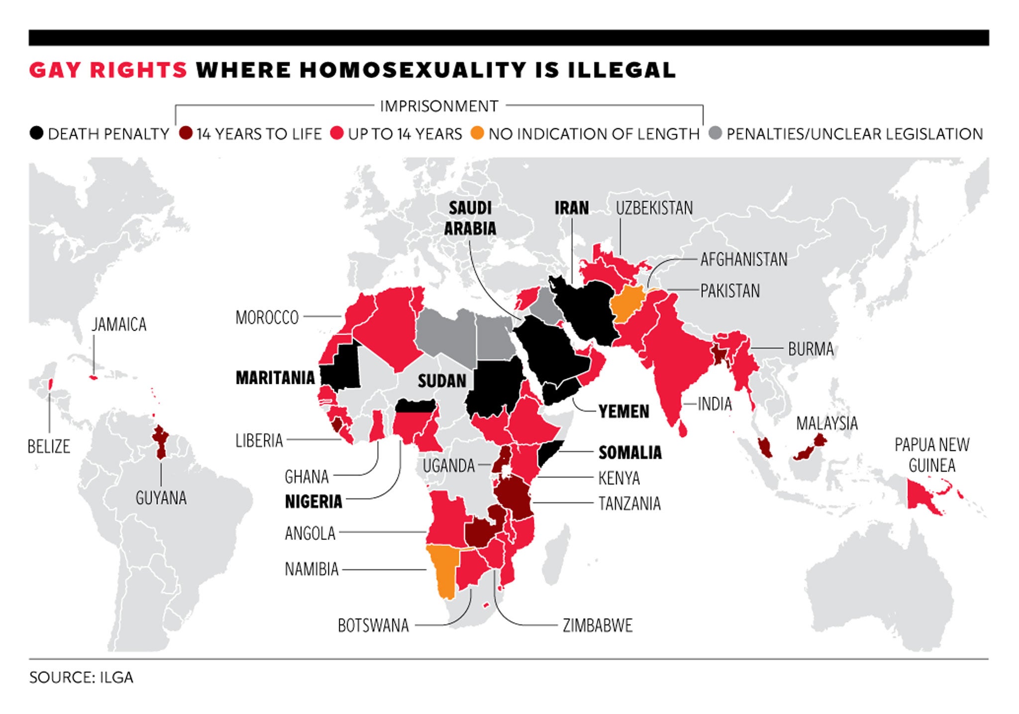 Homosexuality: The countries where it is illegal to be gay