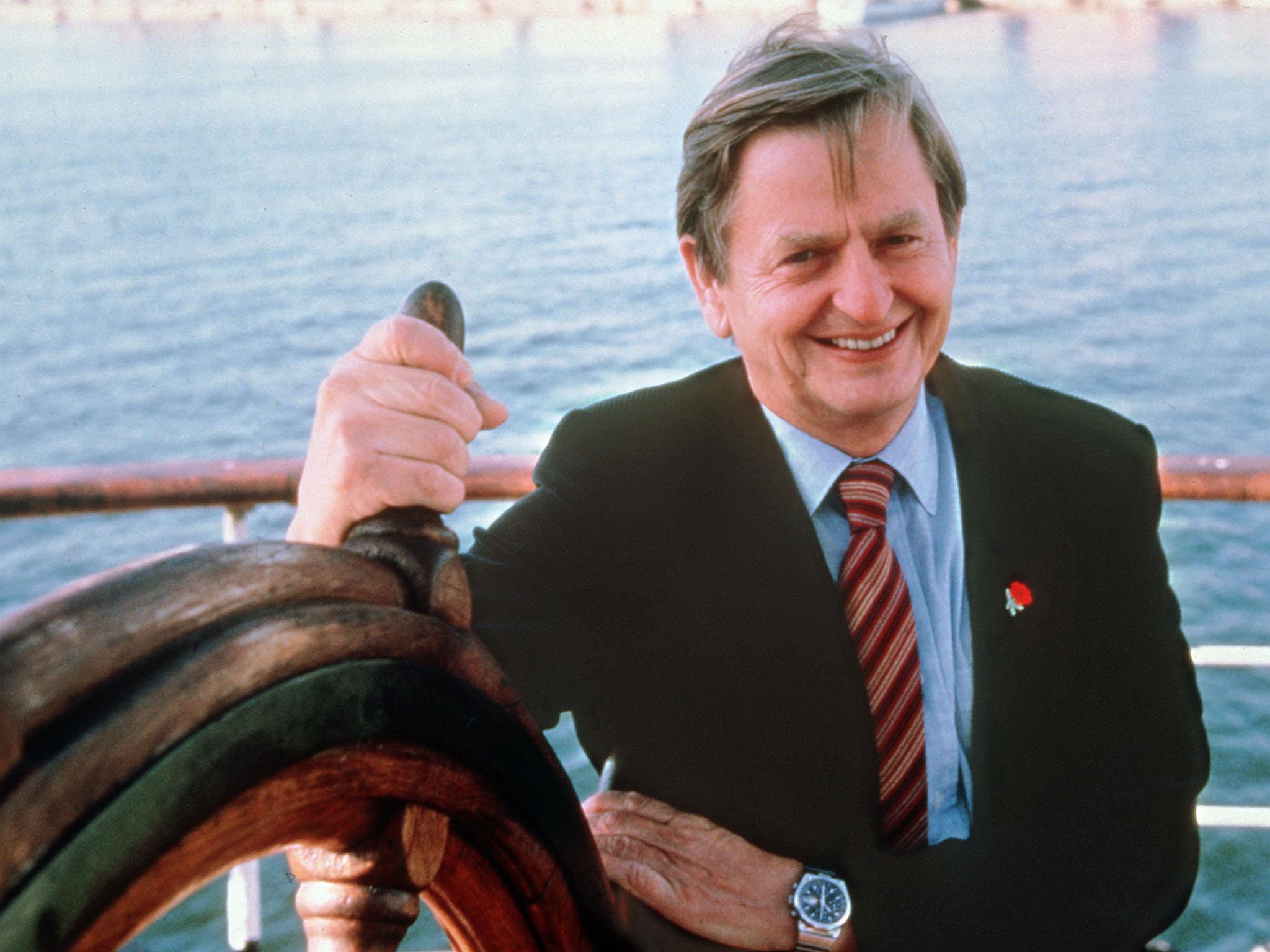 Portrait of former Swedish Prime Minister Olof Palme in Stockholm.