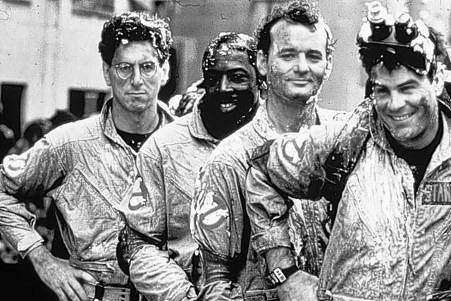Who you gonna call? The Ghostbusters in 1984: left to right, Ramis, Ernie Hudson, Bill Murray and Dan Aykroyd