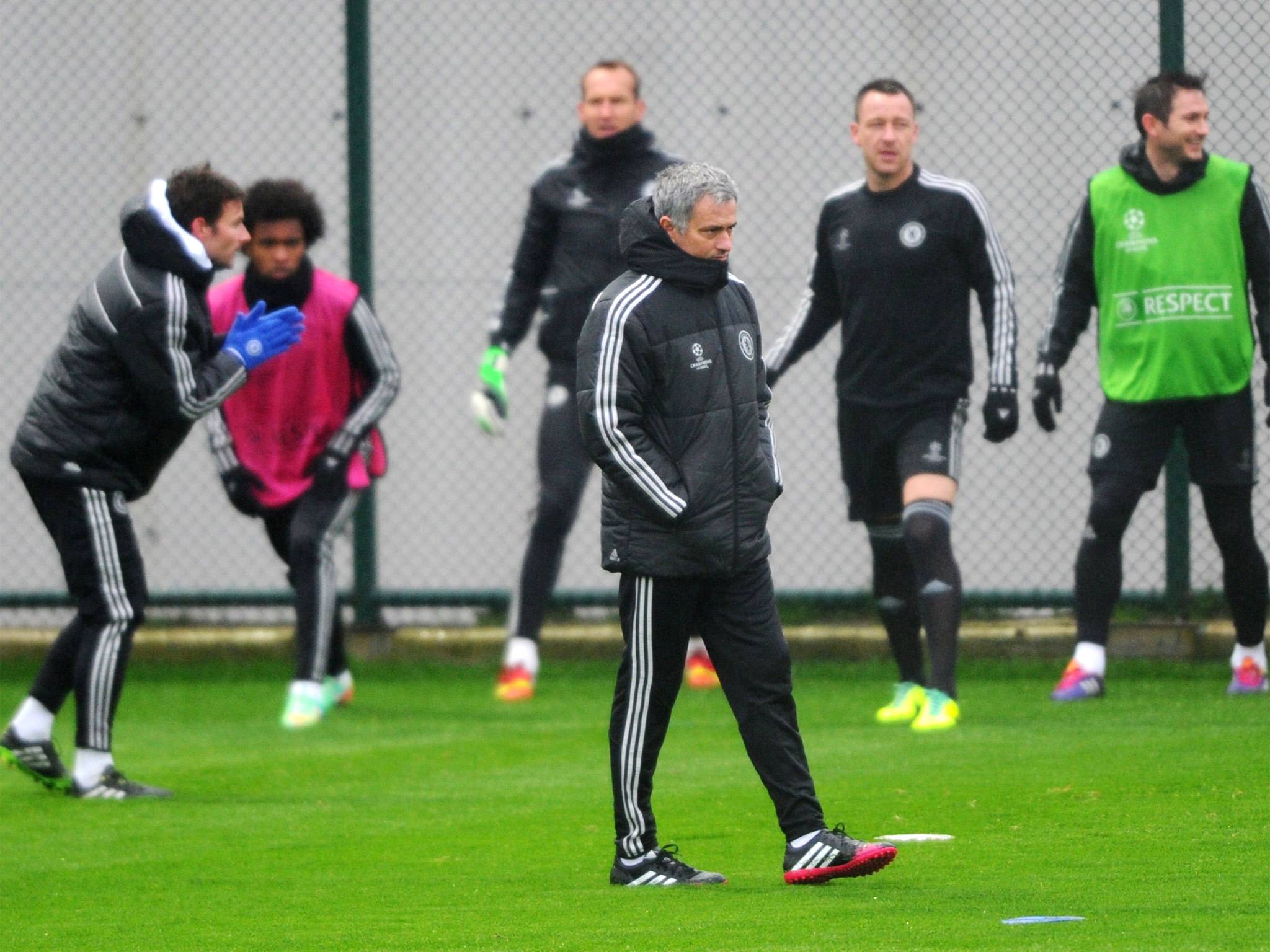 Jose Mourinho during a training session in Istanbul