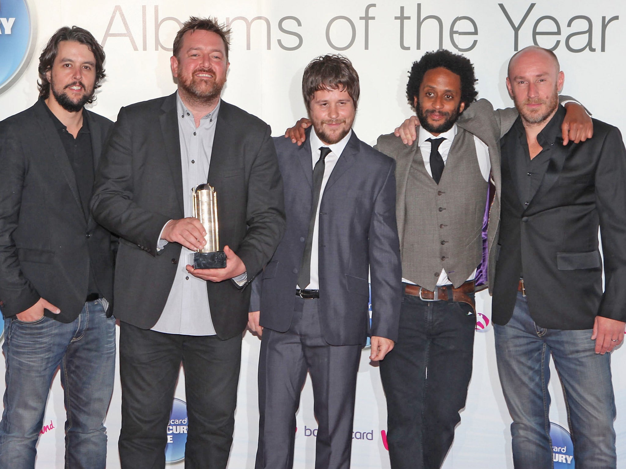 Elbow at the 2011 Mercury Prize ceremony. The band won the award in 2008