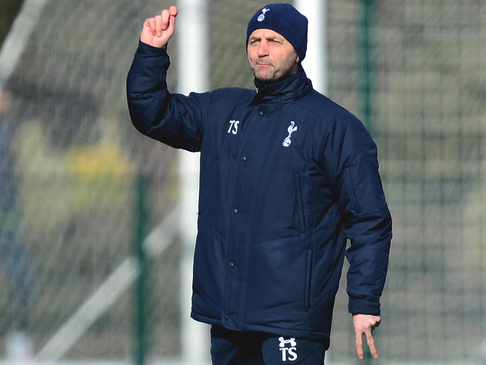 Tim Sherwood issues instructions during a training session