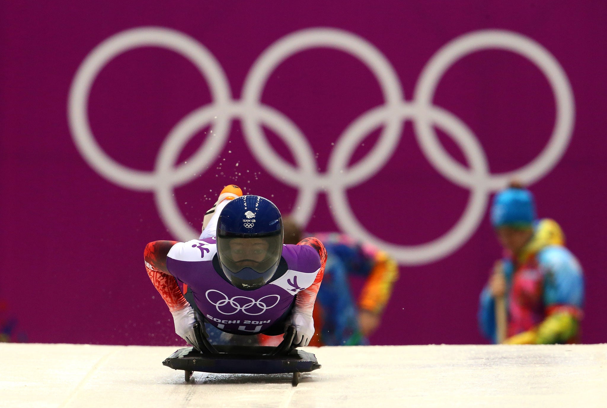 Lizzy Yarnold in action during a training session in Sochi last month