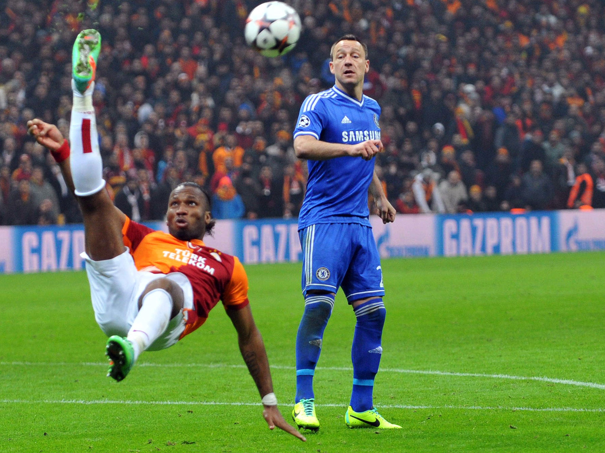 Didier Drogba in action for Galatasaray against former club Chelsea