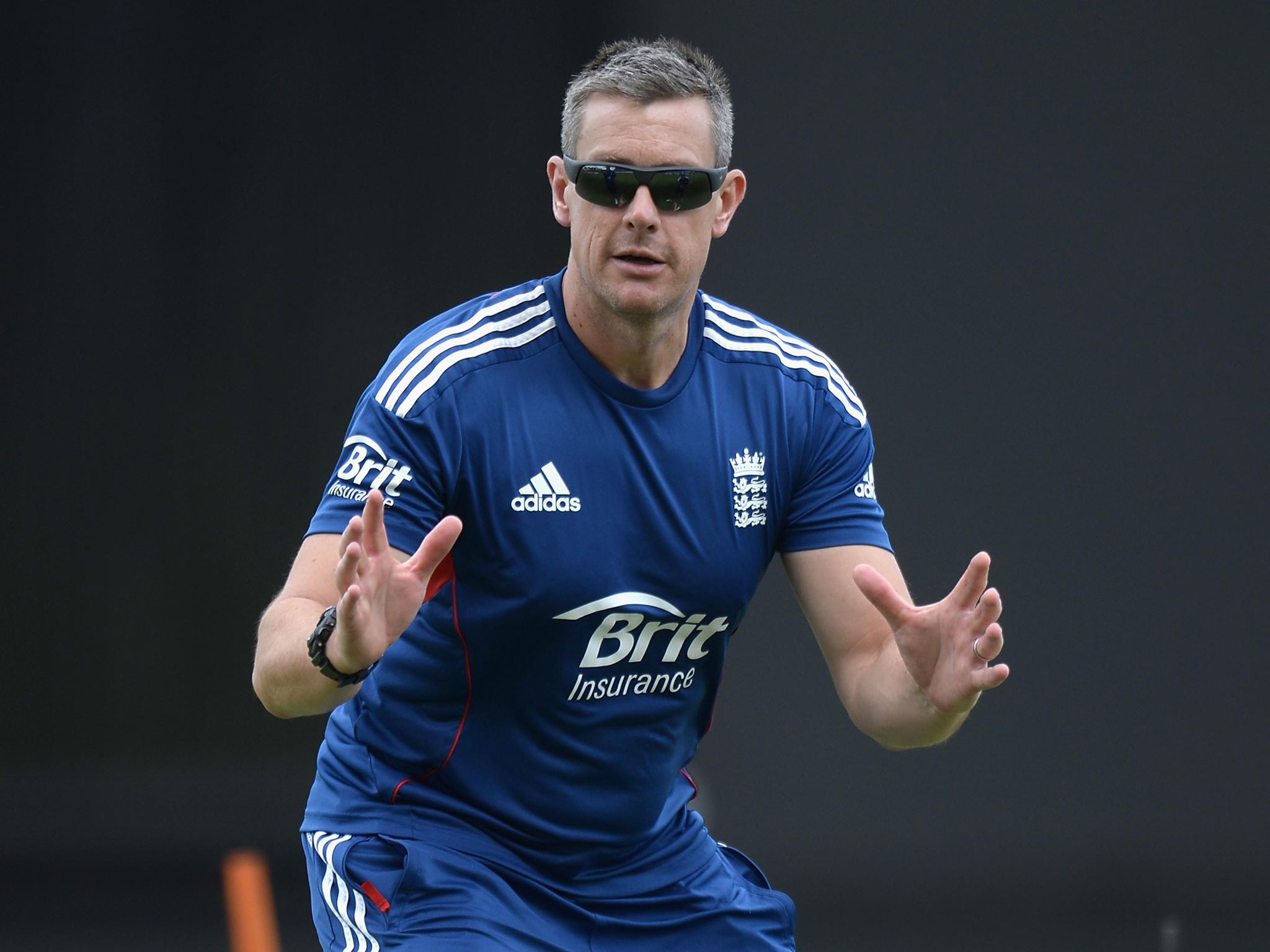 Ashley Giles during a nets session in Antigua yesterday