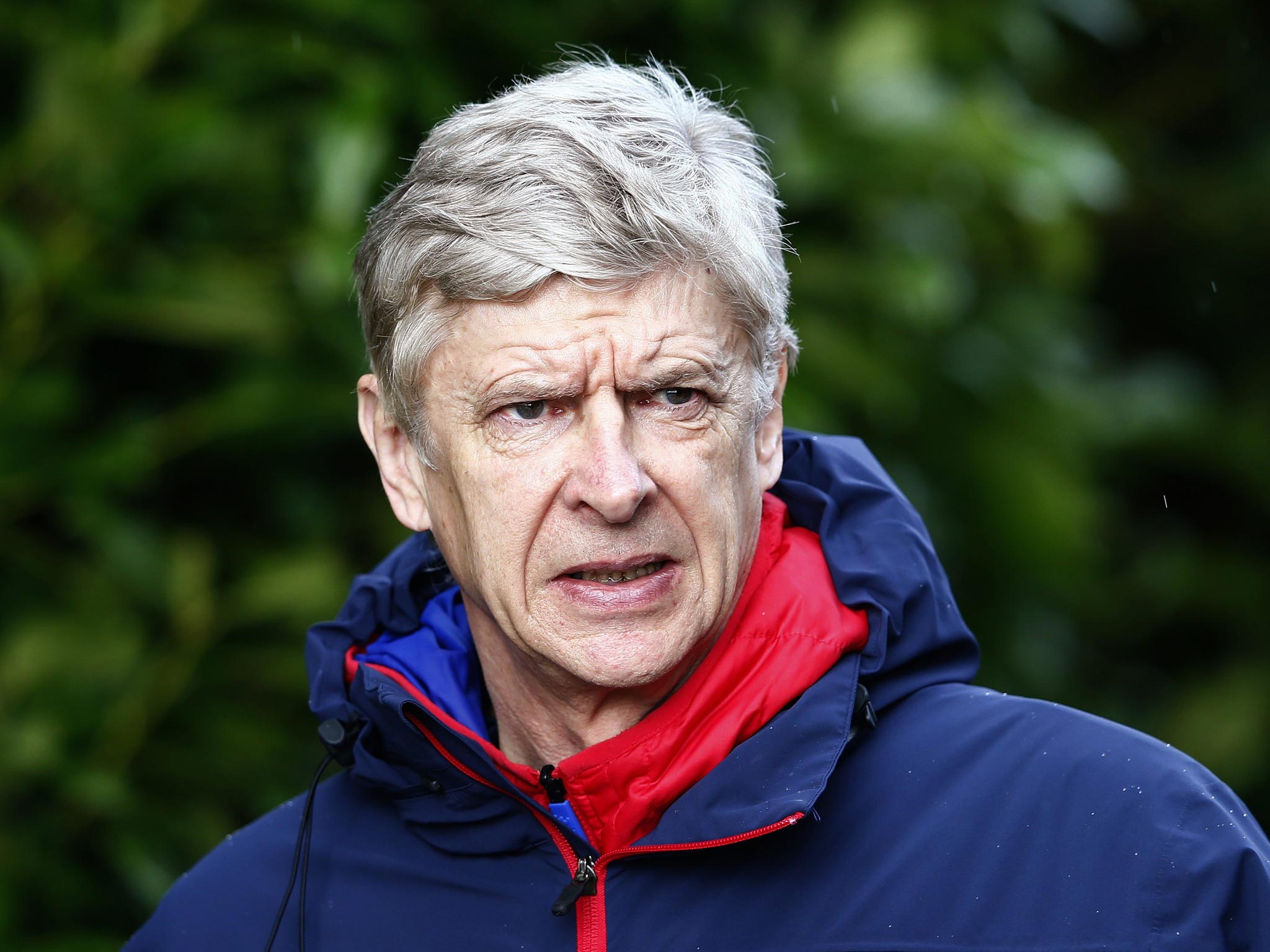 Arsene Wenger pictured during Arsenal training this week