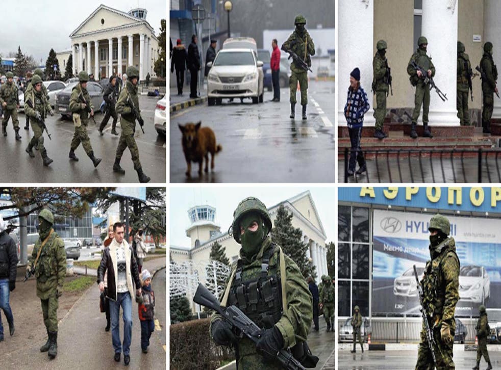 Scenes from Crimea yesterday, where unidentified armed men took over airports and shut off roads