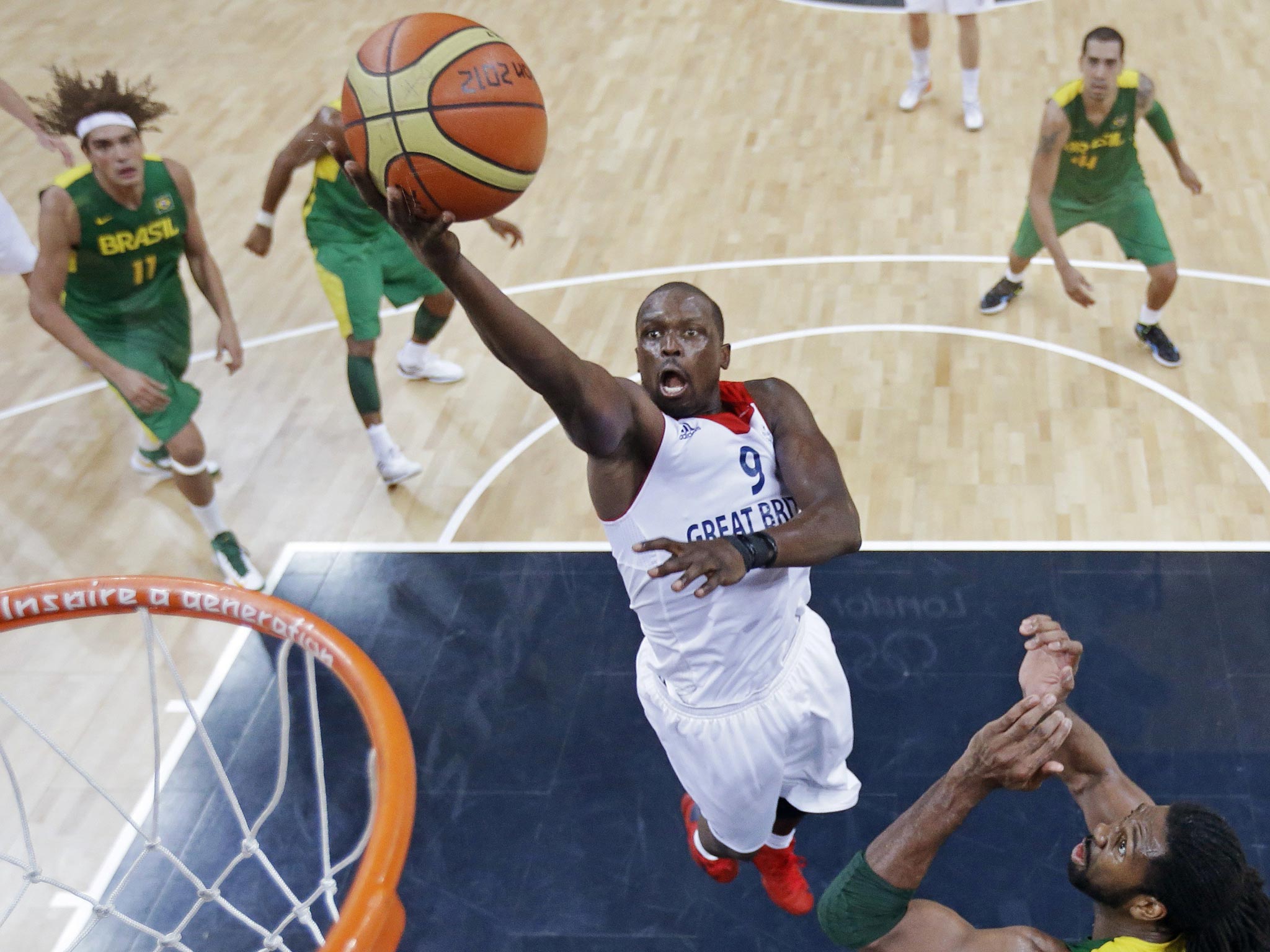 Luol Deng in action for Team GB at London 2012. Funding has been
withdrawn even though British teams have reached European finals in recent years