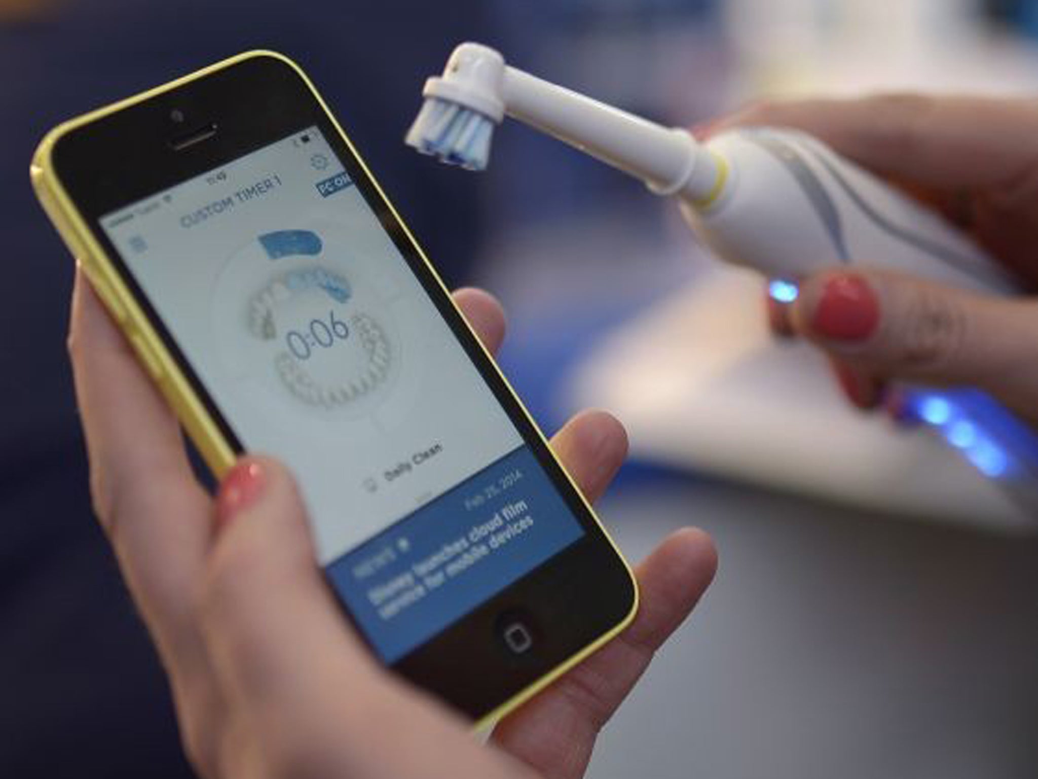 A mobile-connected toothbrush on show in Barcelona