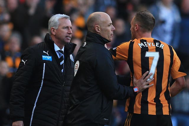 Alan Pardew clashed with Hull midfielder David Meyler last month