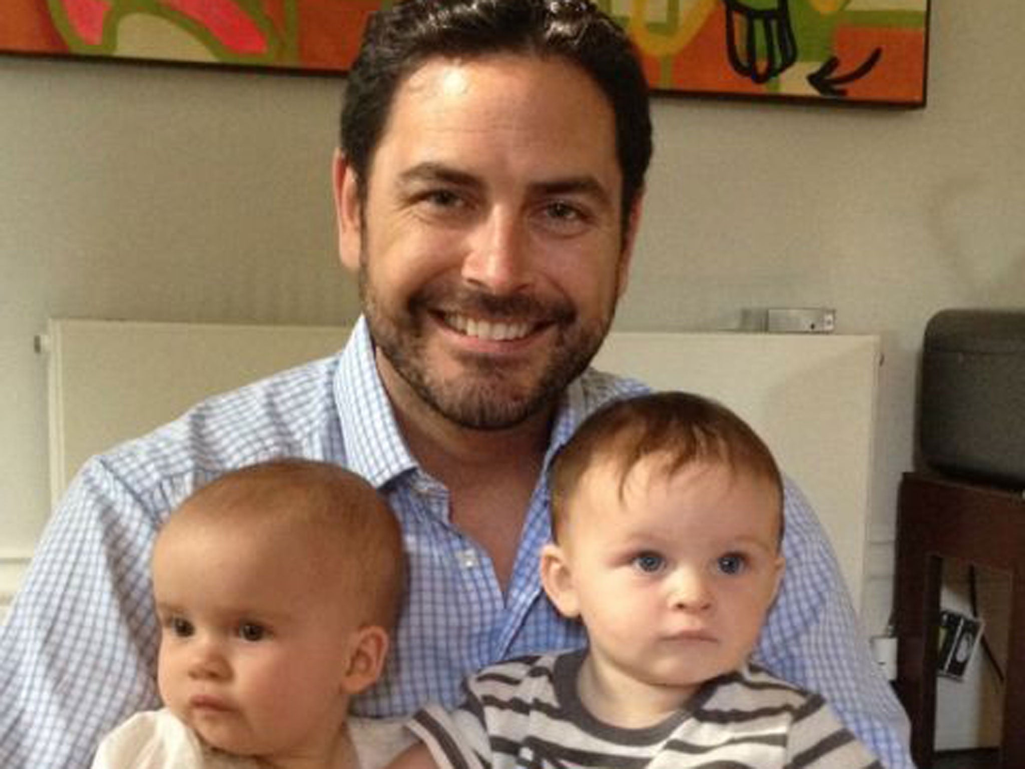 Richard Westoby with his twins Alexander and Liliana, who he had with his partner Stephen via a surrogate in America