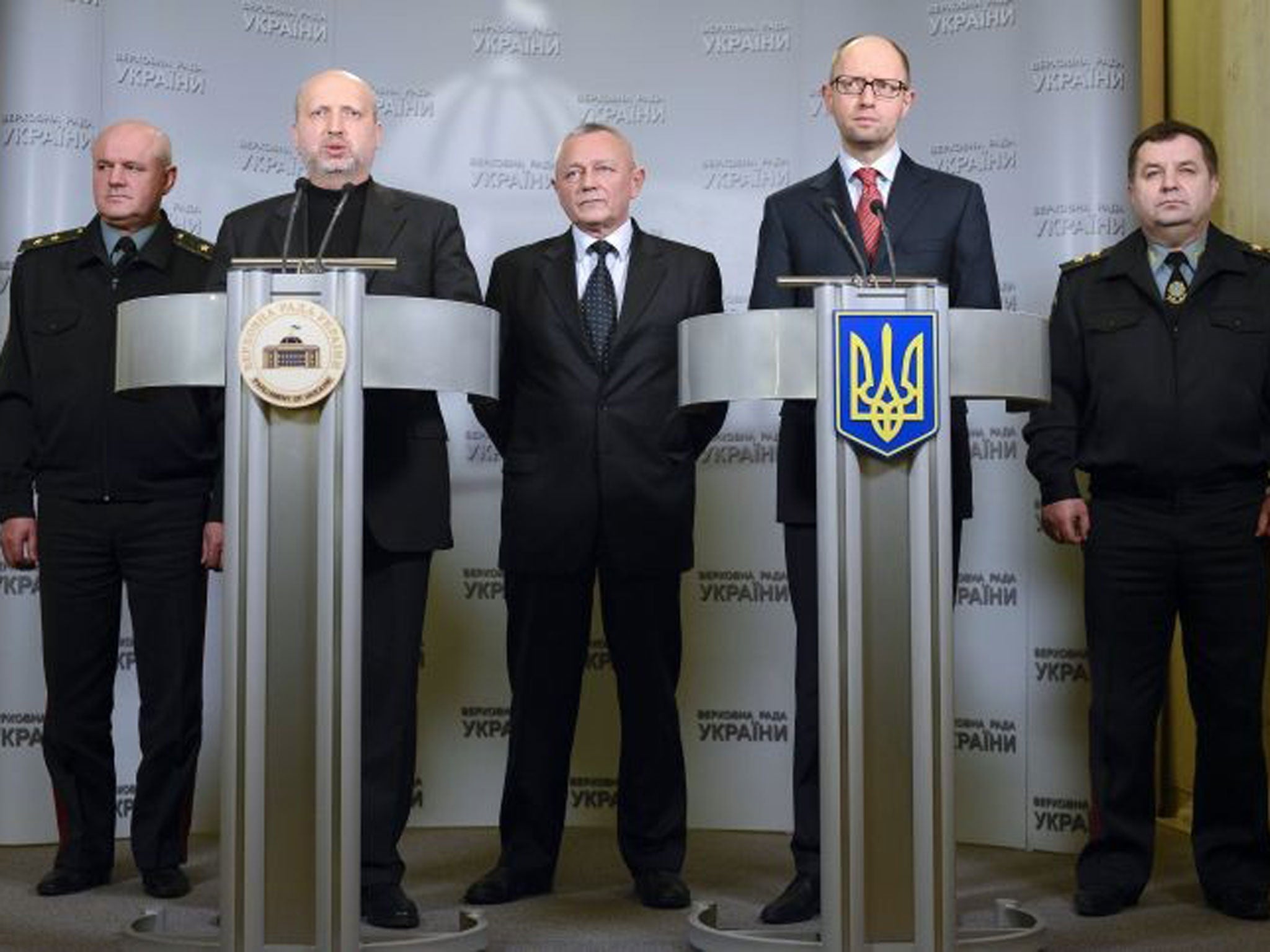 Ukraine's interim President Olexandr Turchynov (second from left)