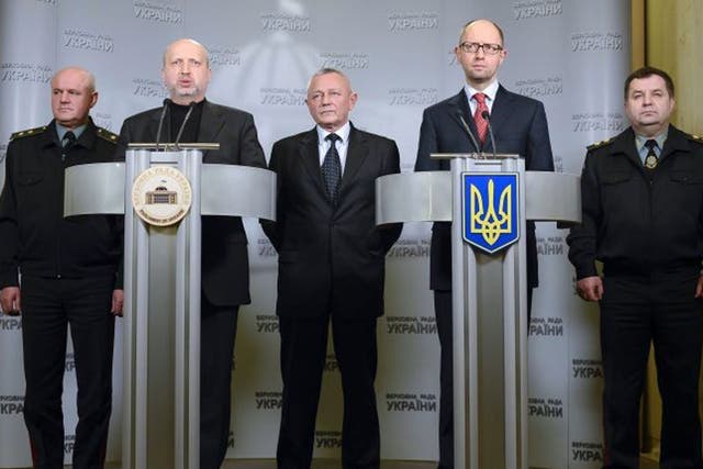 Ukraine's interim President Olexandr Turchynov (second from left)