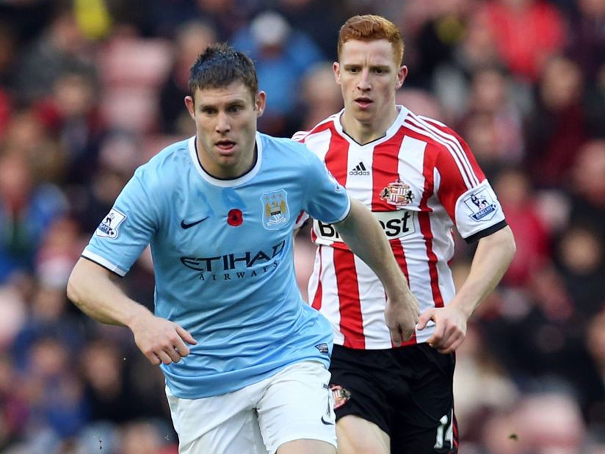 In the running: James MIlner (left) was on the losing side in November’s League match at Sunderland; he is not guaranteed a starting place today