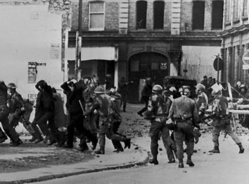 British paratroopers take away civil rights demonstrators on 'Bloody Sunday'