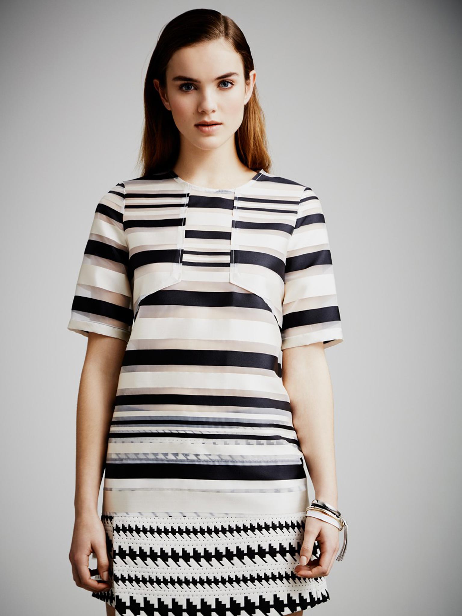 Striped tunic top £40, skirt £25