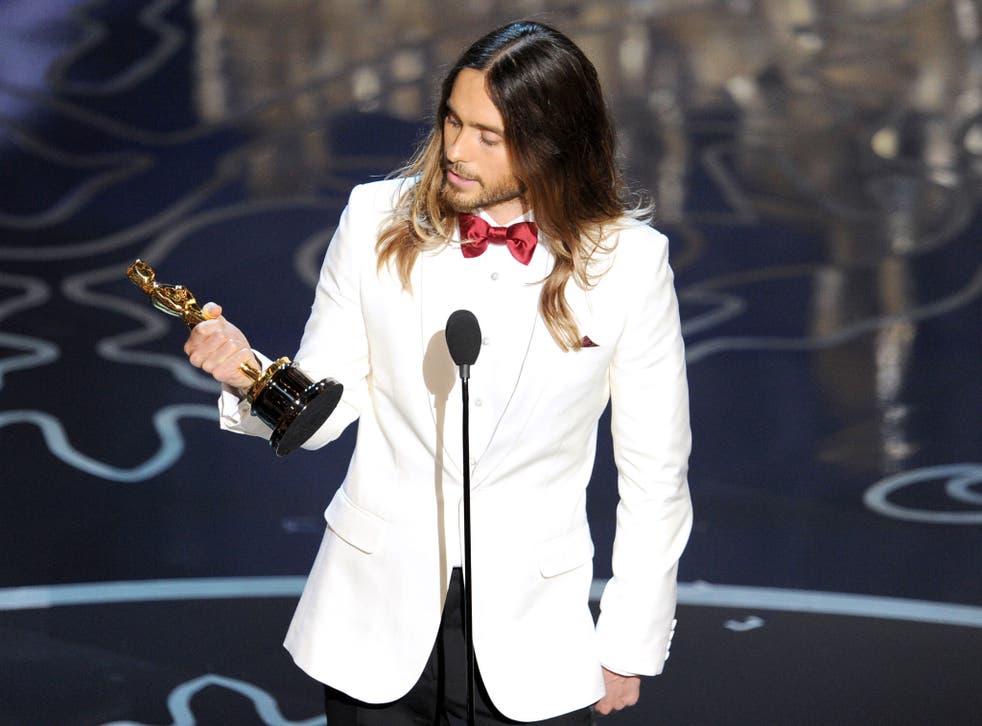 Jared Leto with his Oscar for Best Supporting Actor