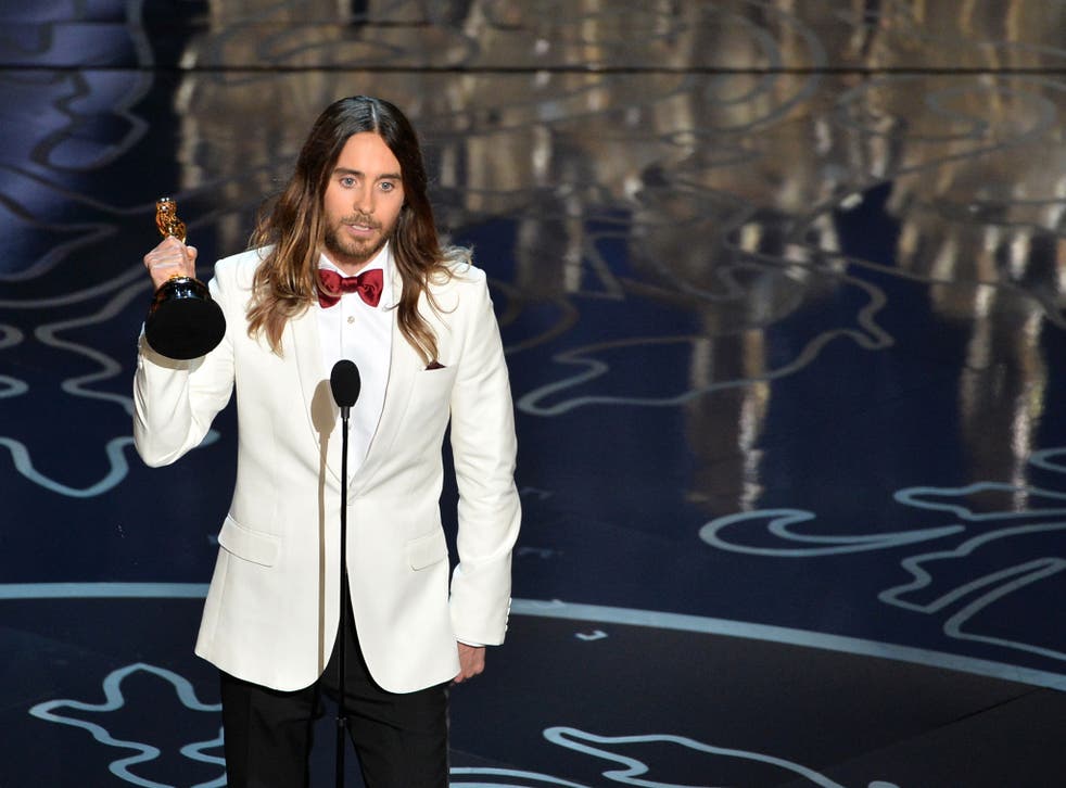 Jared Leto with his Oscar for Best Supporting Actor