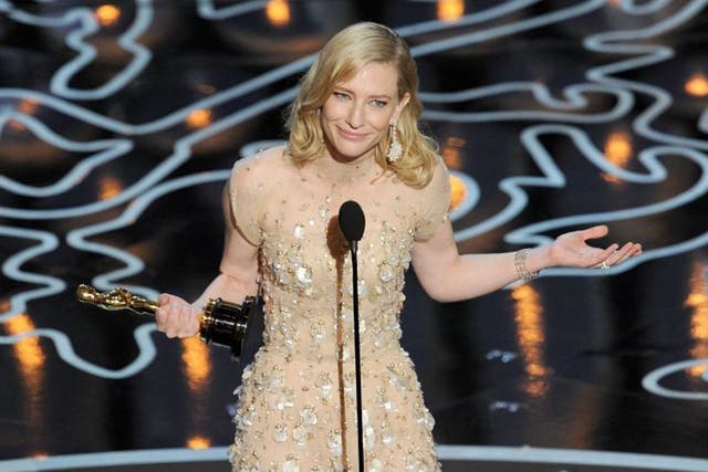 Cate Blanchett accepts her Best Actress Oscar and speaks about films with females at the centre