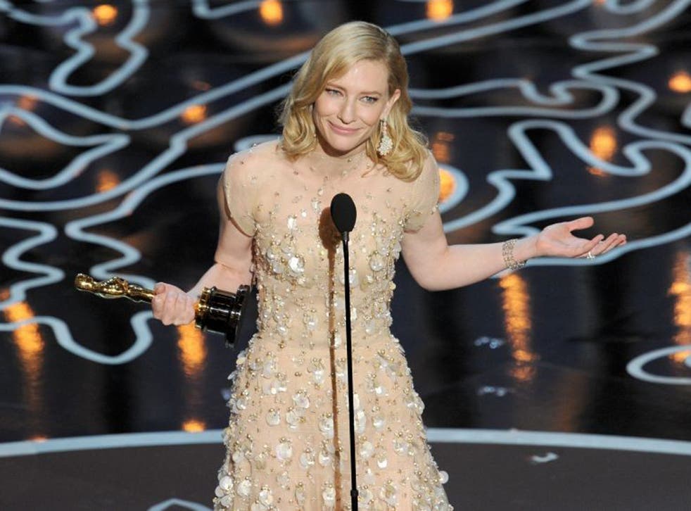 Cate Blanchett accepts her Best Actress Oscar and speaks about films with females at the centre