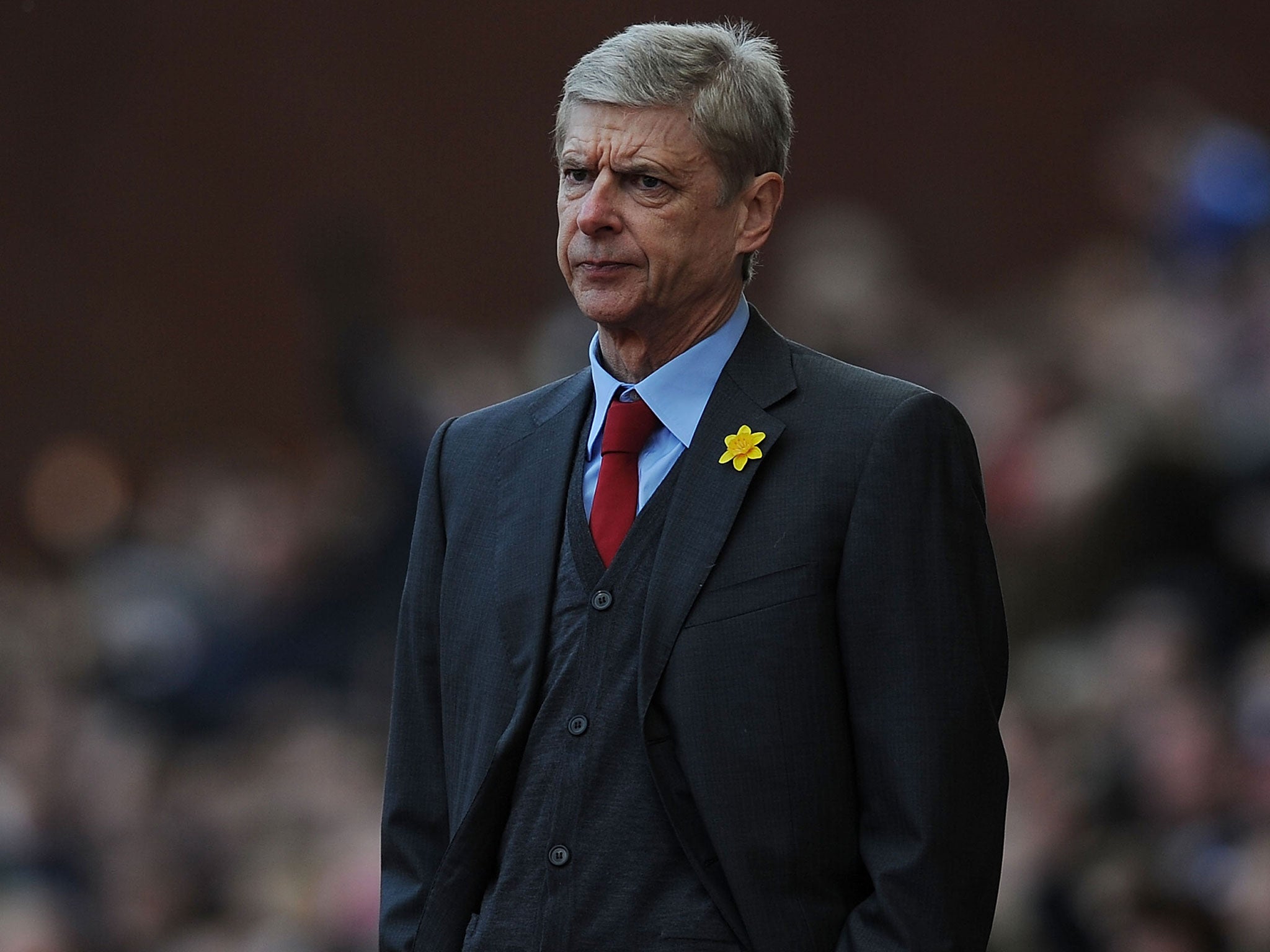 Arsene Wenger looks on from the touchline at the Britannia Stadium on Saturday