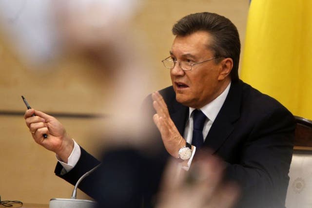 Russia's ambassador to the UN told the council he was authorised to read a statement from Yanukovych (pictured) requesting Russian President Vladimir Putin to use his armed forces to restore peace and defend the people of Ukraine