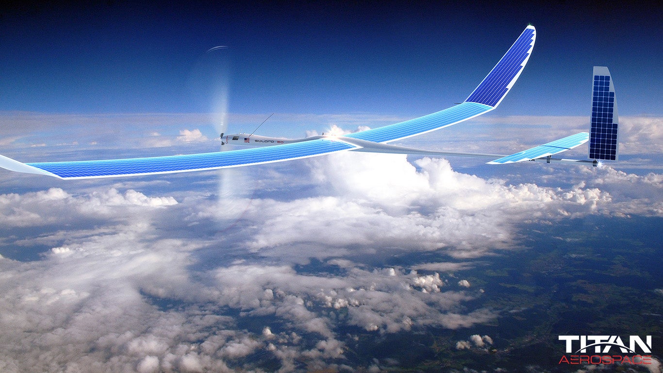 A concept image of a high-altitude drone built by Titan Aerospace