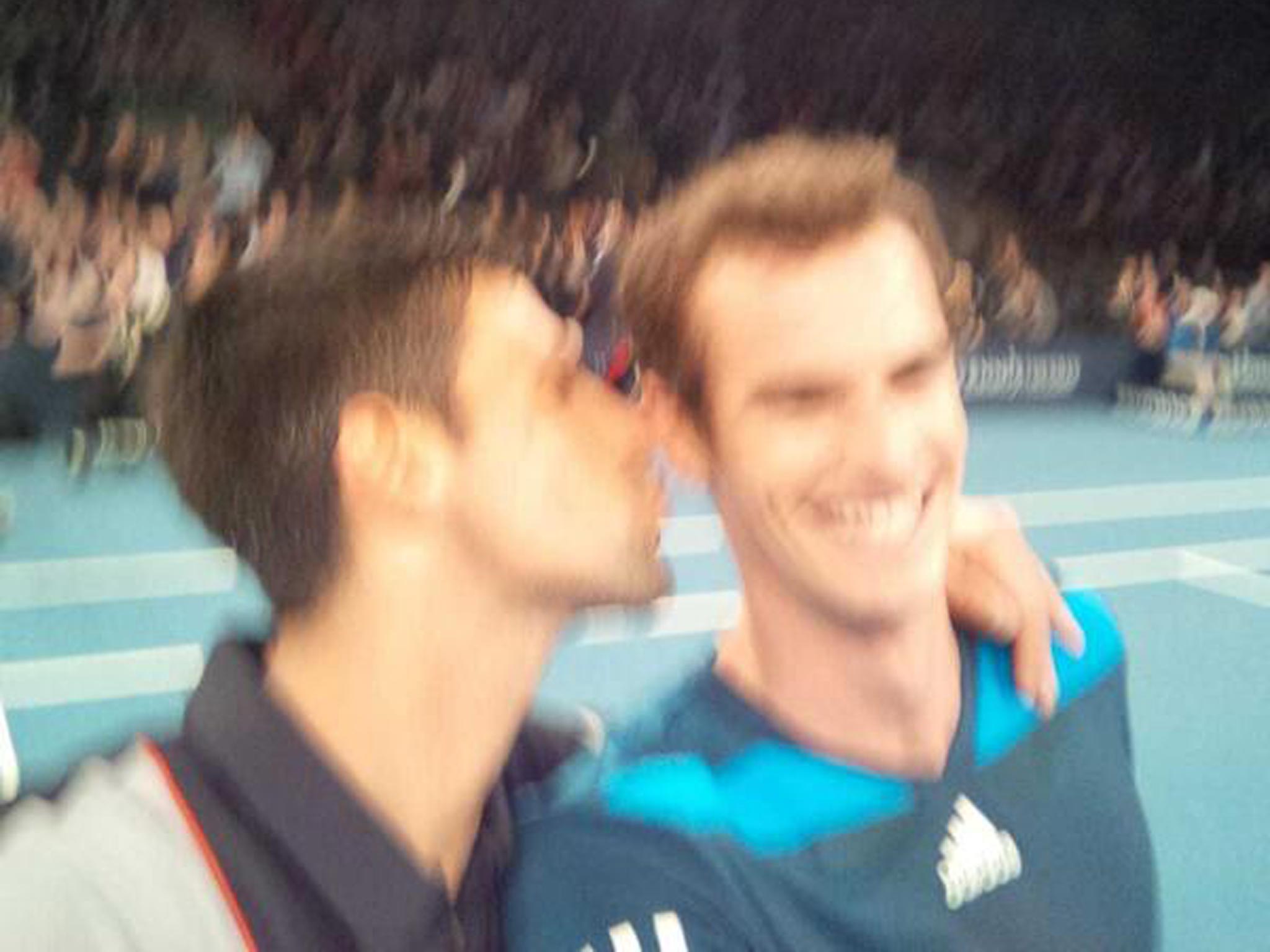 Novak Djokovic was much more emotional in his selfie, much to Andy Murray's delight