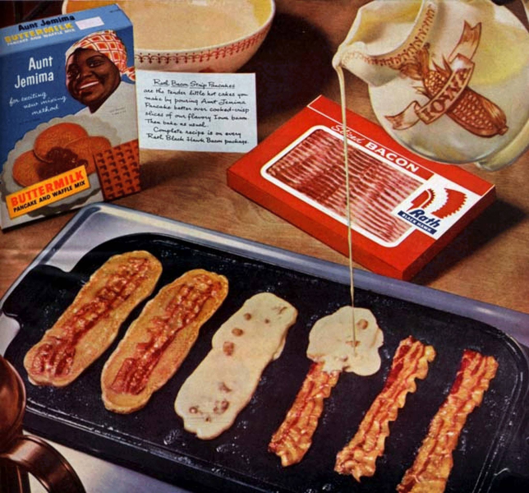 Aunt Jemima's 1962 bacon pancakes ad