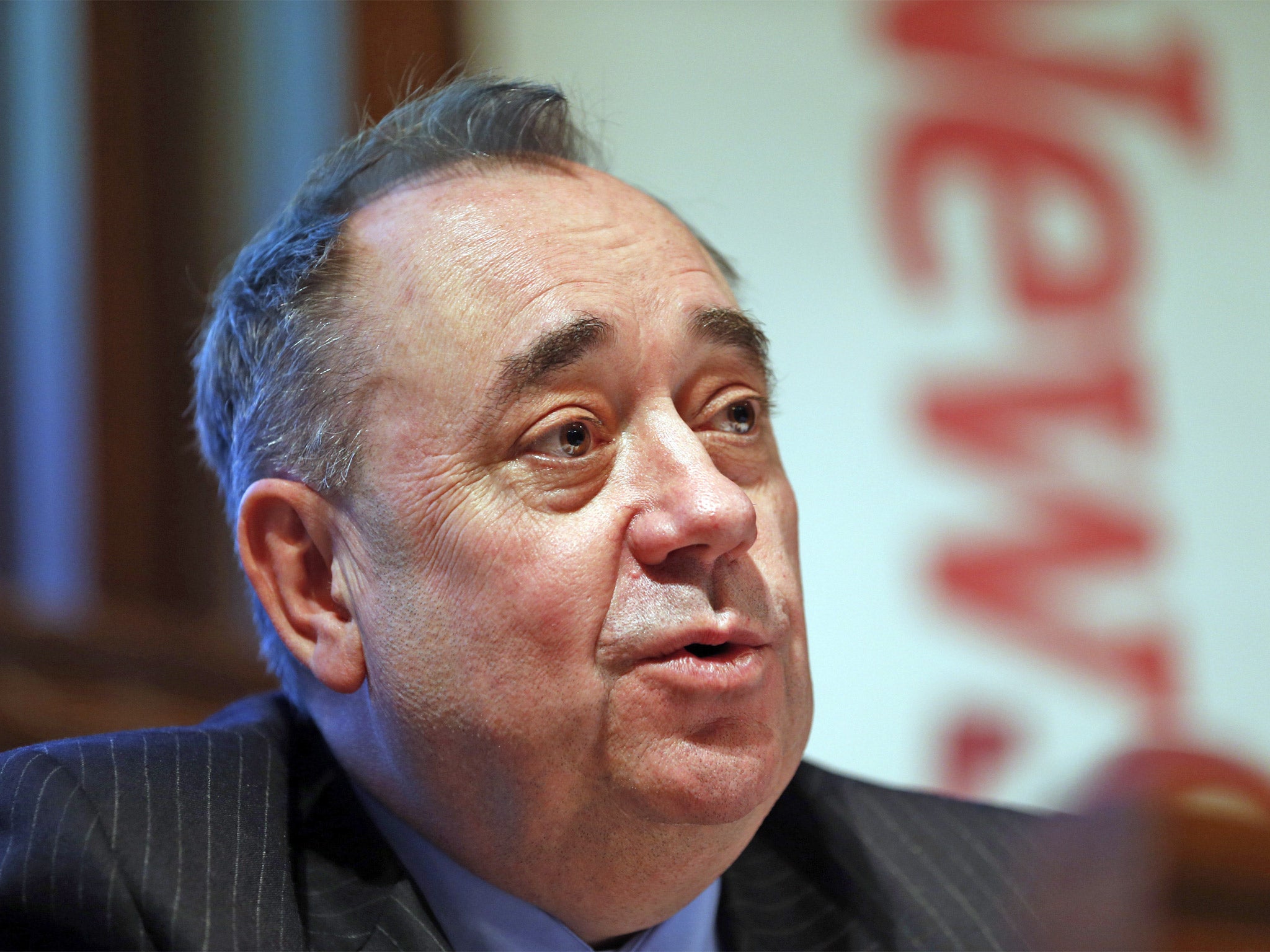 Scottish first Minister Alex Salmond delivers a lecture on Scottish independence in central London