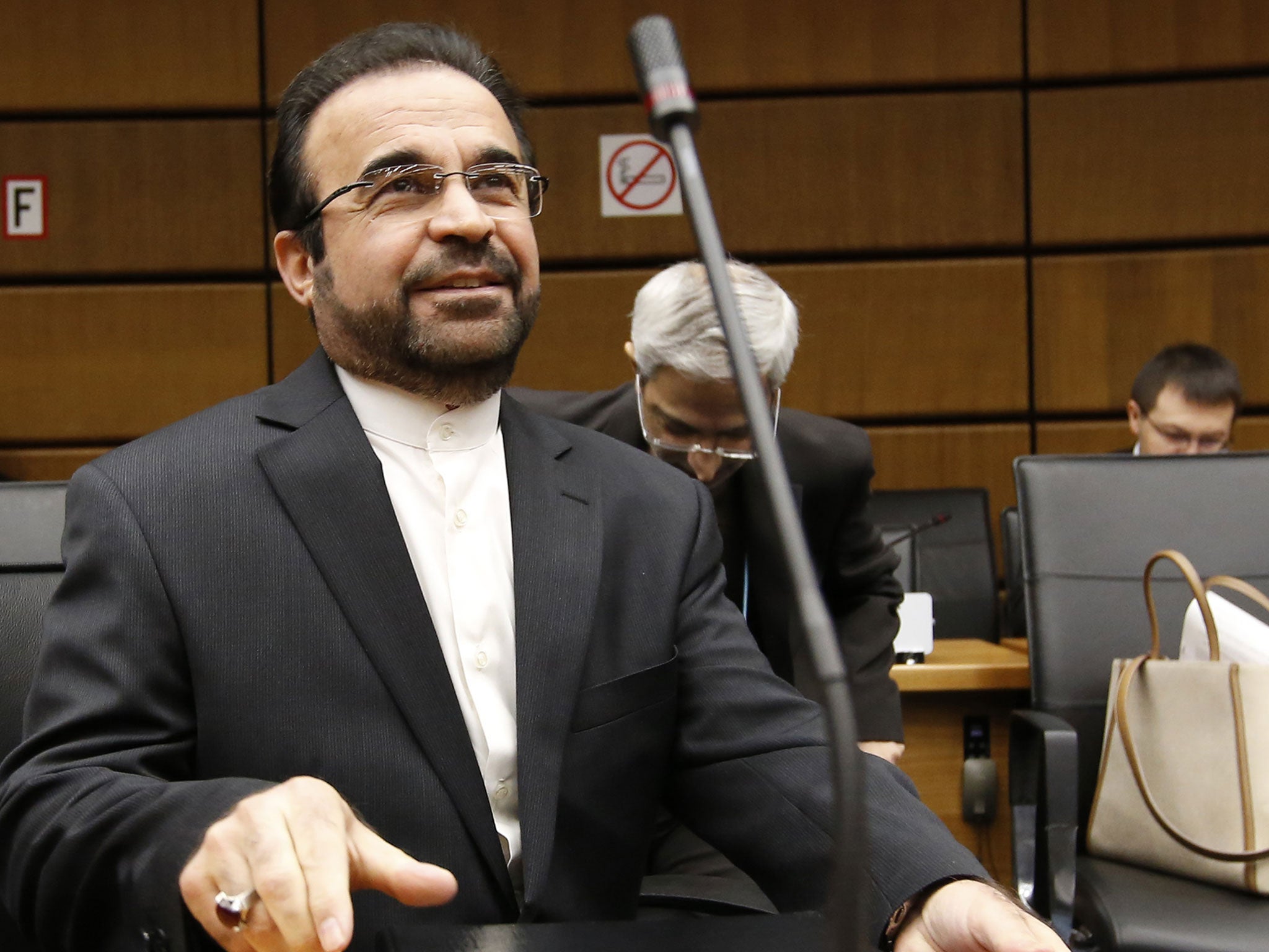 Iran's ambassador to the International Atomic Energy Agency (IAEA) Reza Najafi is pictured at the Board of Governors meeting at the UN atomic agency headquarters in Vienna, Austria.