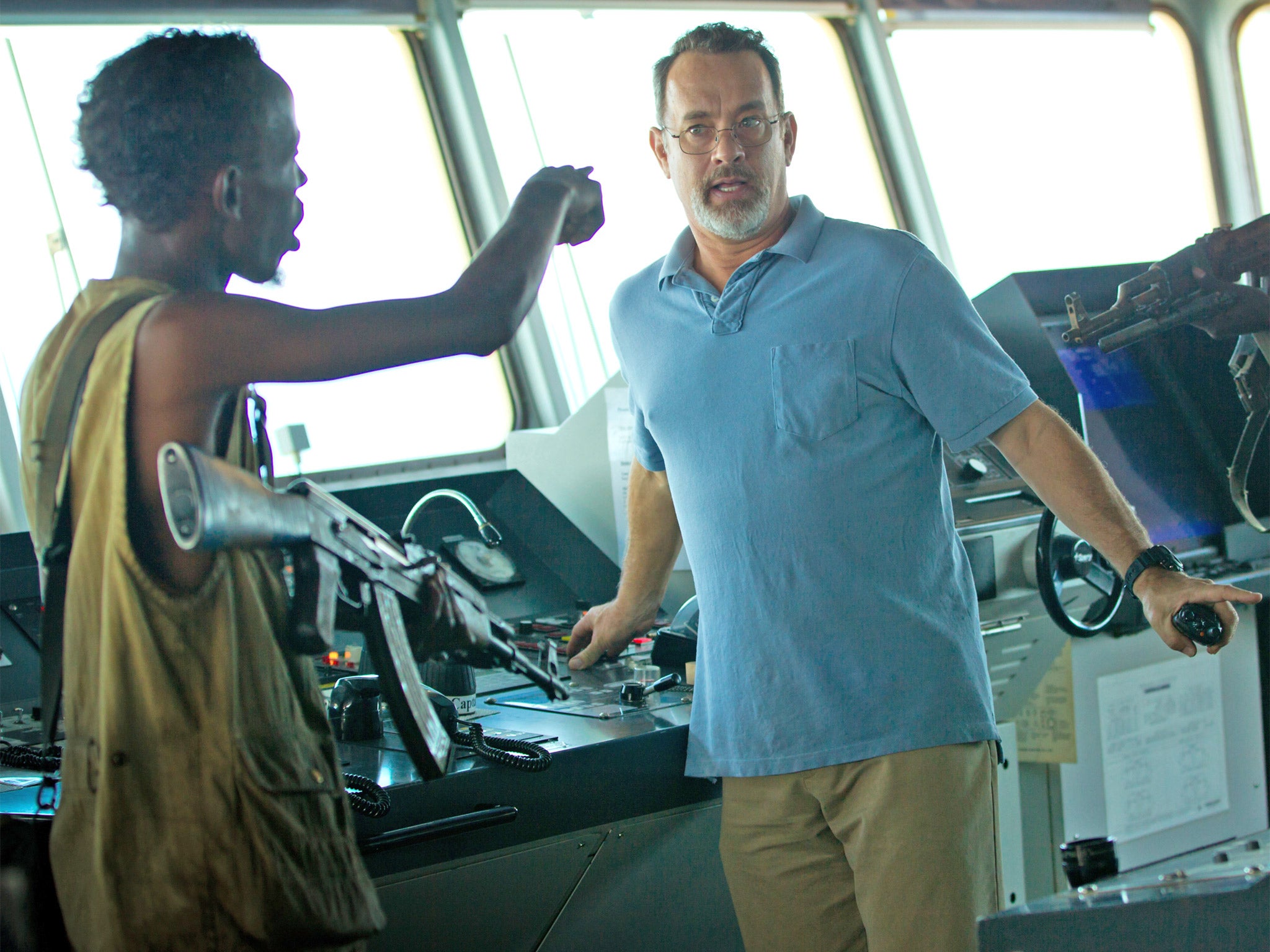 Barkhad Abdi, left, with Tom Hanks in 'Captain Phillips'