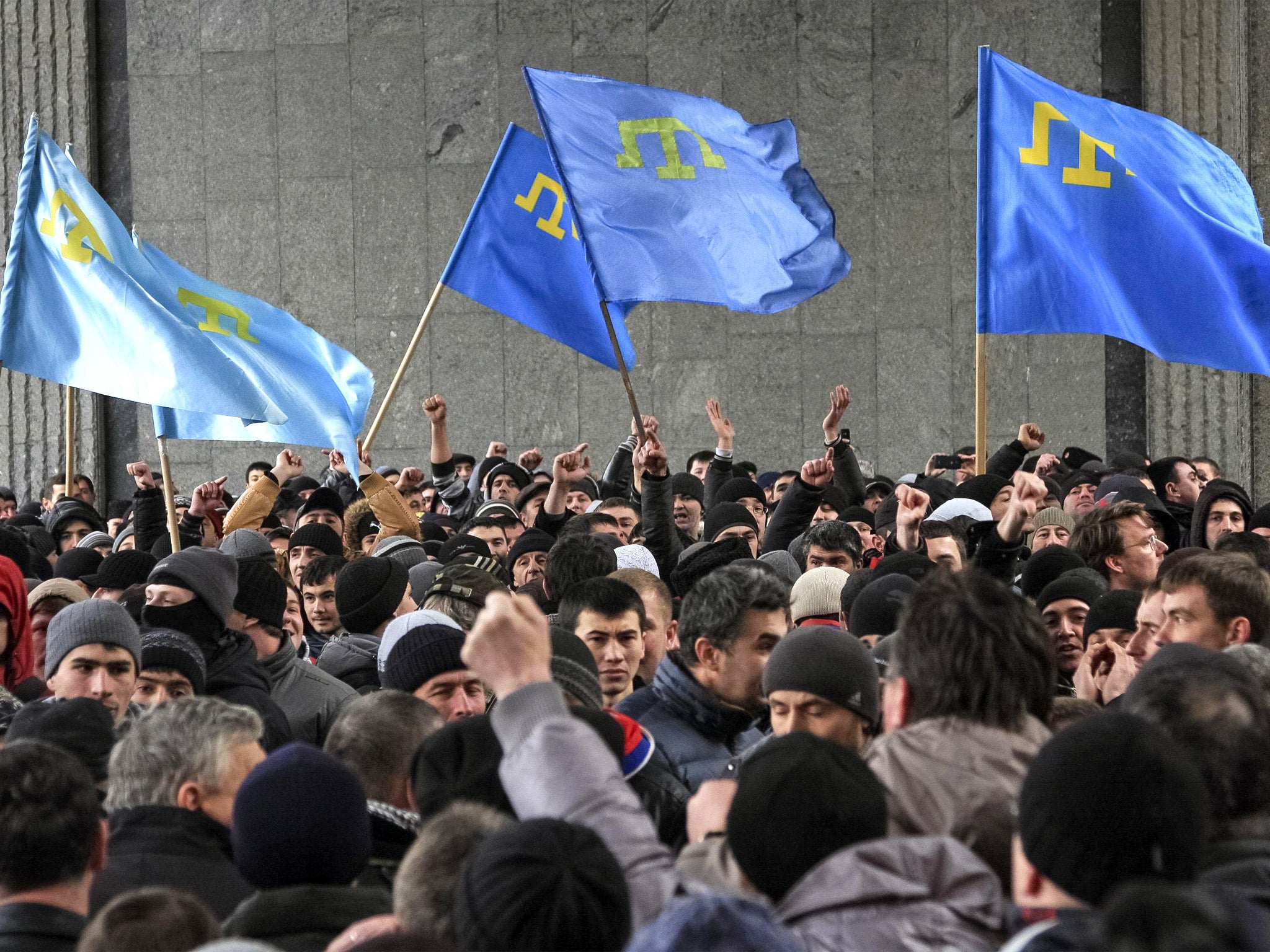 A rally by Tatars near the Crimean parliament building in Simferopol last week led to scuffles with ethnic Russians