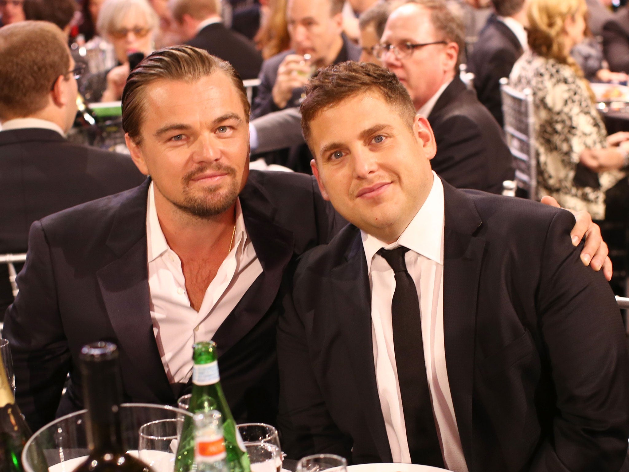 Leonardo DiCaprio and Jonah Hill, pictured here at the Critics Choice Movie Awards in January, are set to star in a film penned by Captain Phillips writer Billy Ray