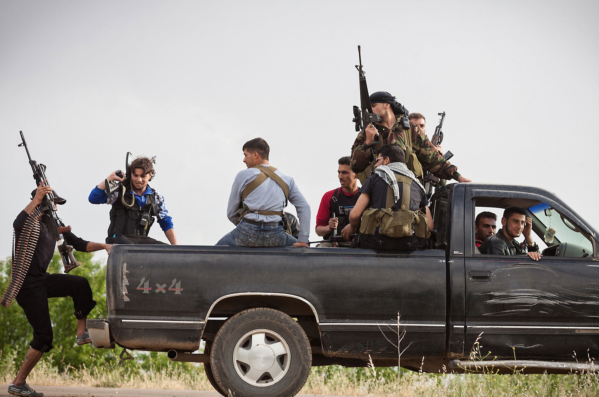 Members of the Free Syrian Army on patrol near al-Qusayr