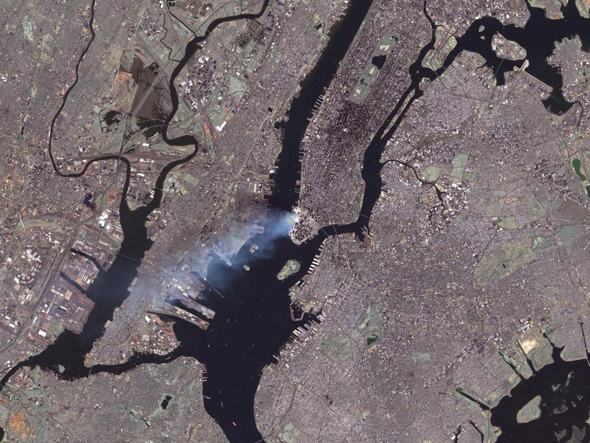 The aftermath of the World Trade Center Attack from space